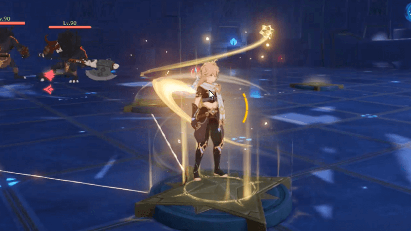 床の装置を踏む