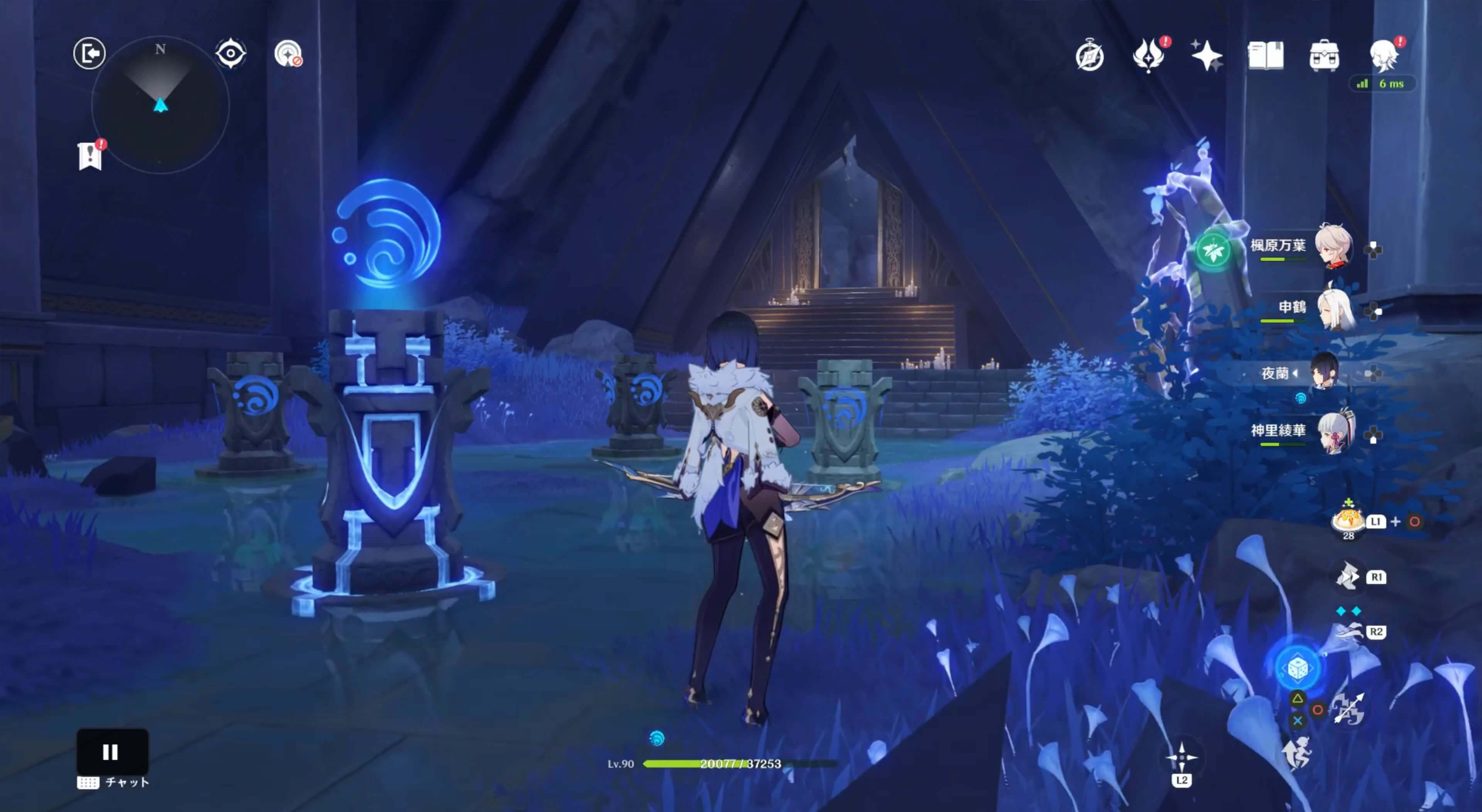 1番奥の石碑に水元素を当てる