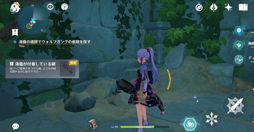 通路に入って直ぐに「岩塩の付着している鍵」があるので拾っておく