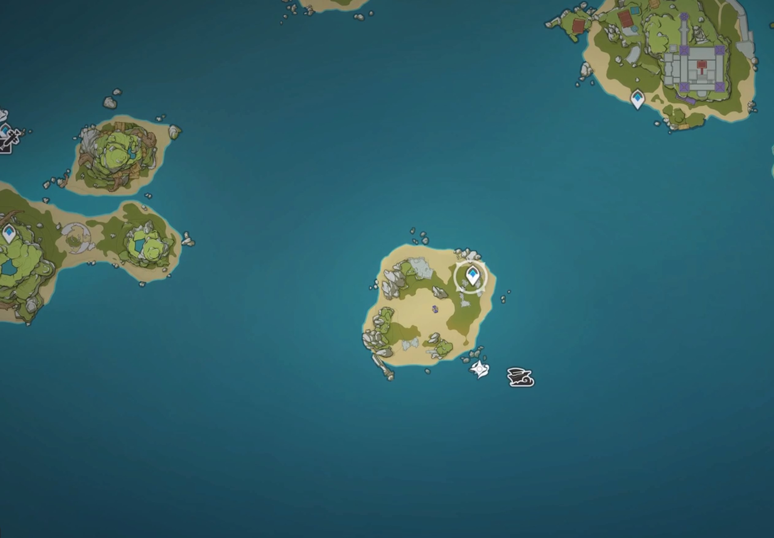 金リンゴ群島中央の島に向かう