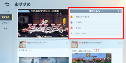 トレンド機能