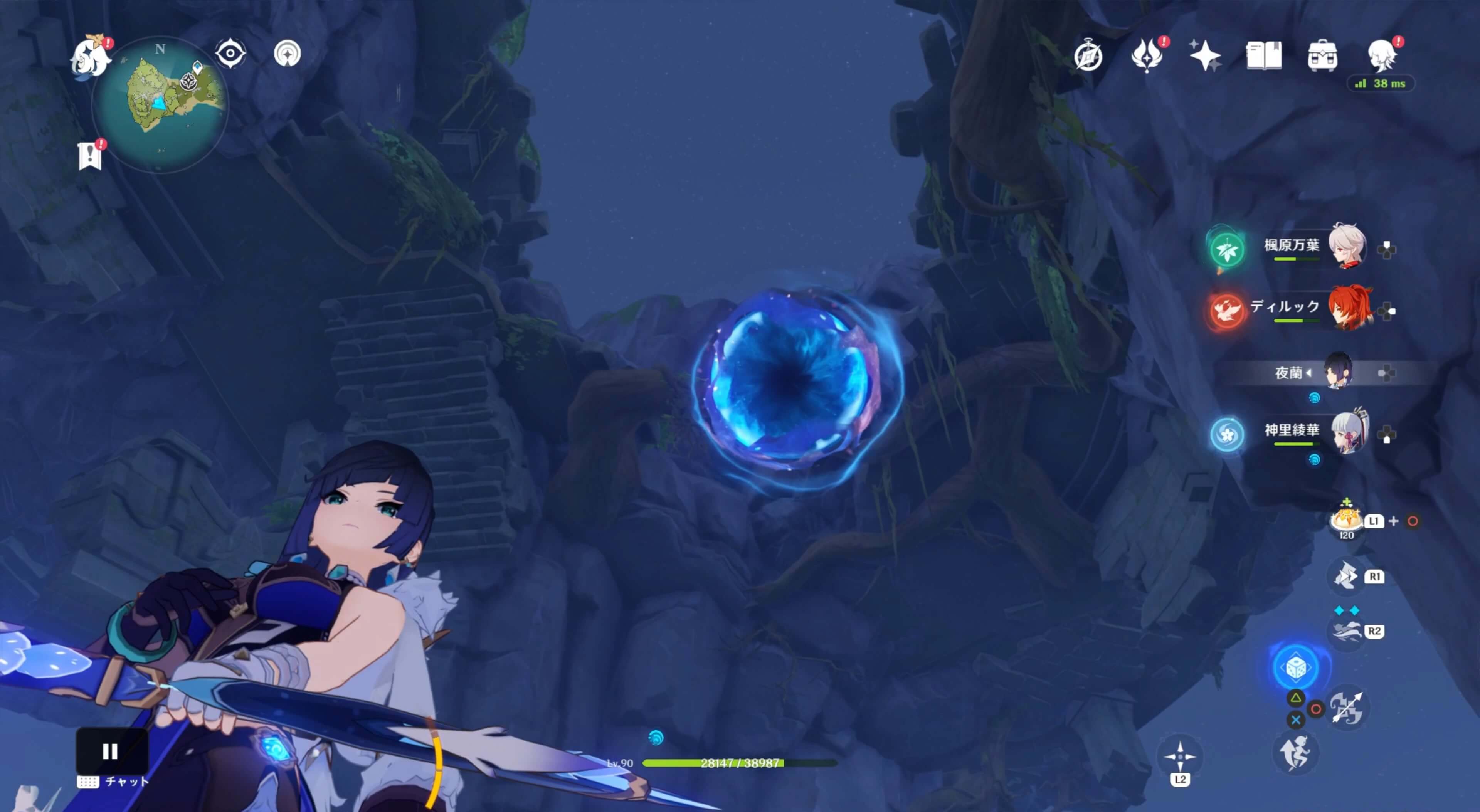 頭上にワープゲートが出現する