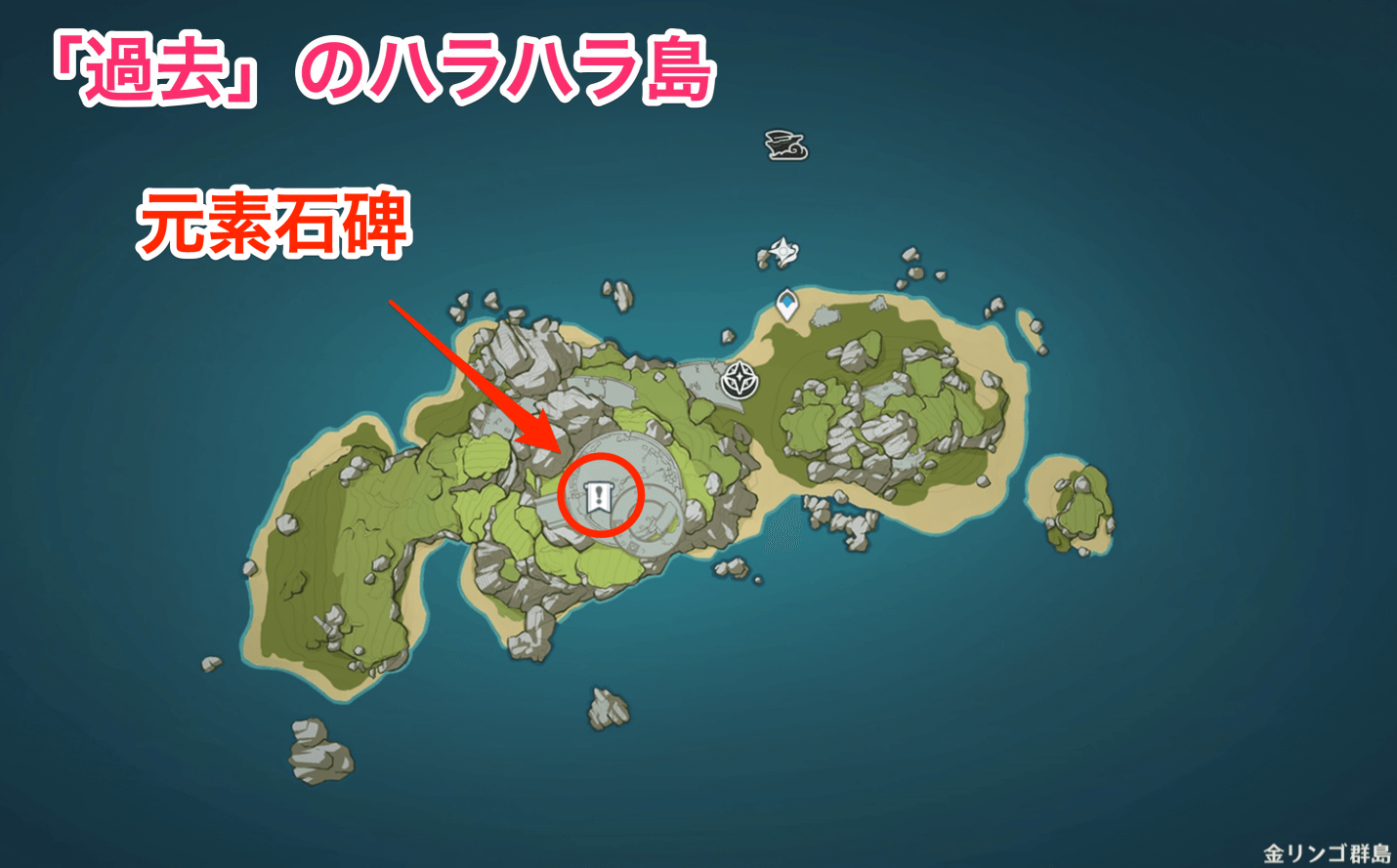 過去のハラハラ島元素石碑