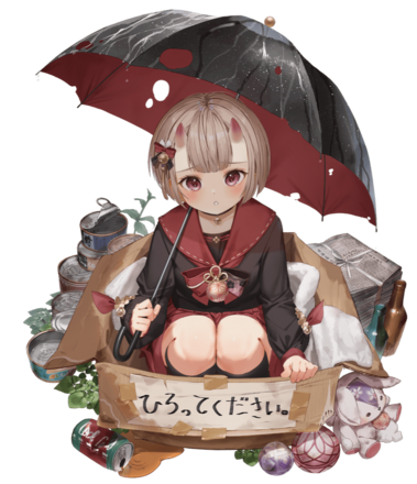 ［雨の中で待つ］座敷童子の画像