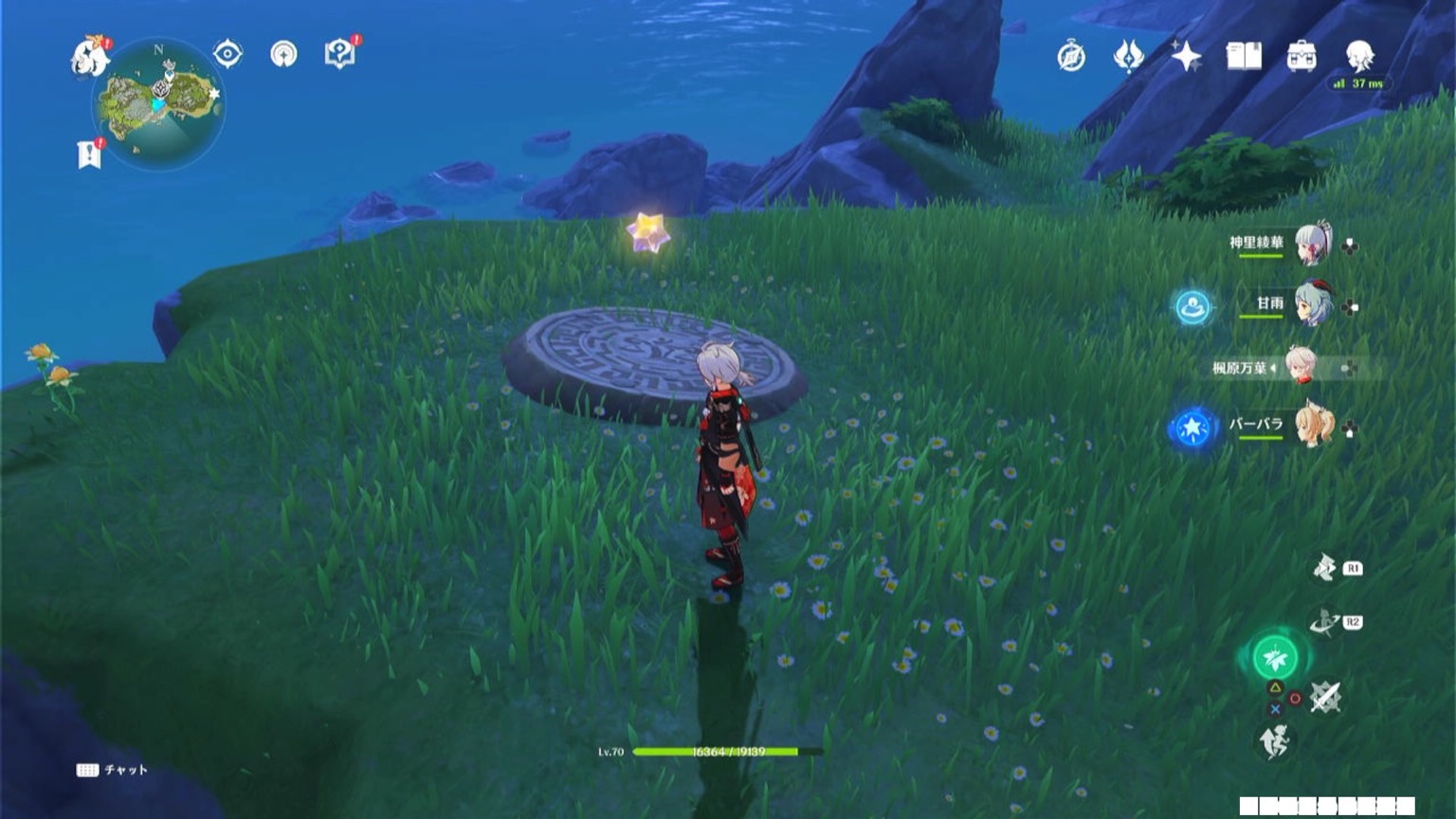 スイッチの上で止まる