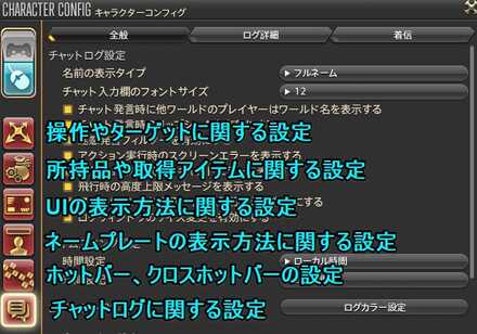 キャラクターコンフィグ