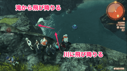 川に飛び降りた後滝からも飛び降りる