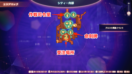 シティー内部のマップ