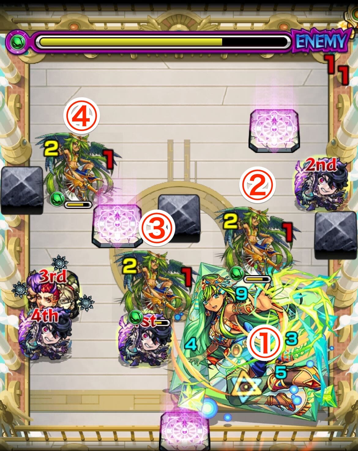 天魔の孤城10ステージ3弱点移動順