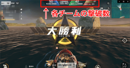 撃破数が50に達したら勝利