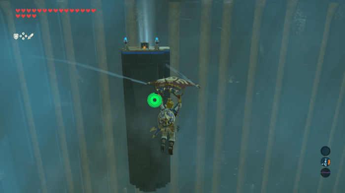 宝箱側の柱の裏手に回って上昇気流で上へ