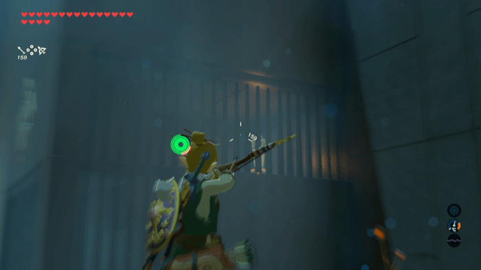 柵の中のスイッチを弓で起動