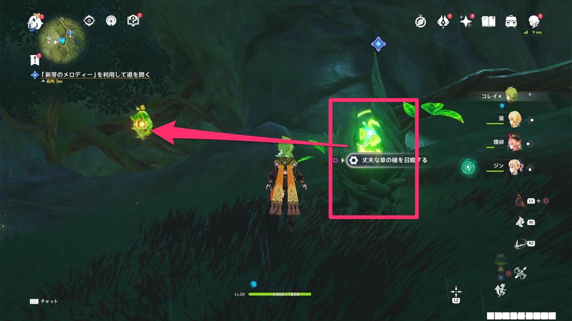 丈夫な草の種を召喚する