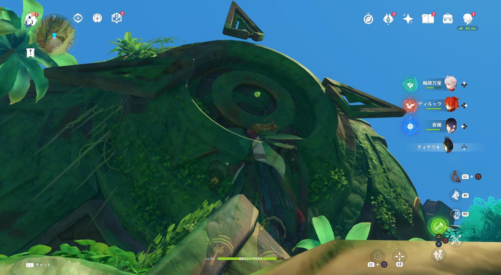 大きな遺跡守衛の目の位置にある