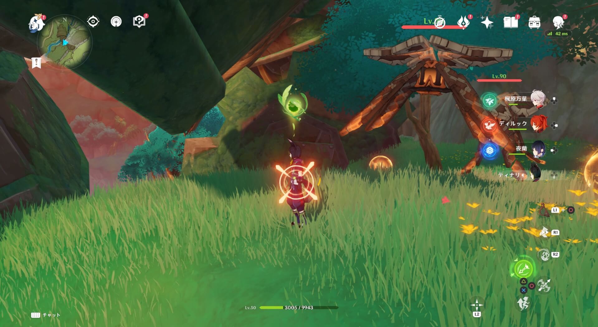 大きな遺跡守衛の左手の下