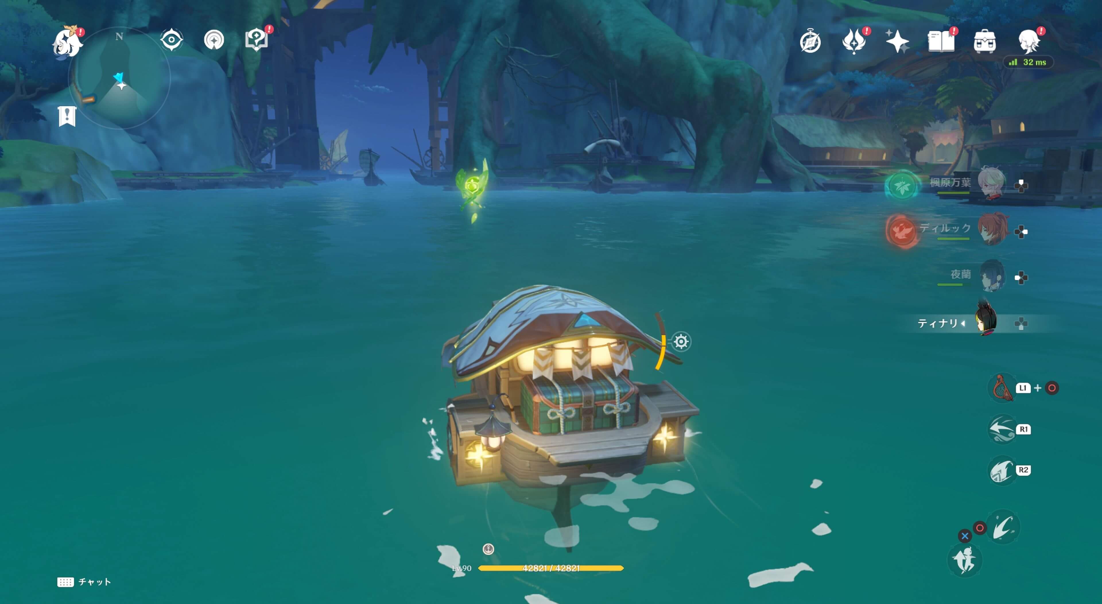 オルモス港の水の上