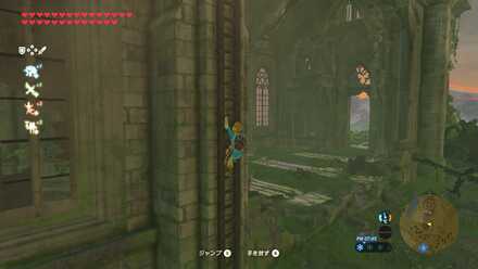 時の神殿跡の屋根への登り方