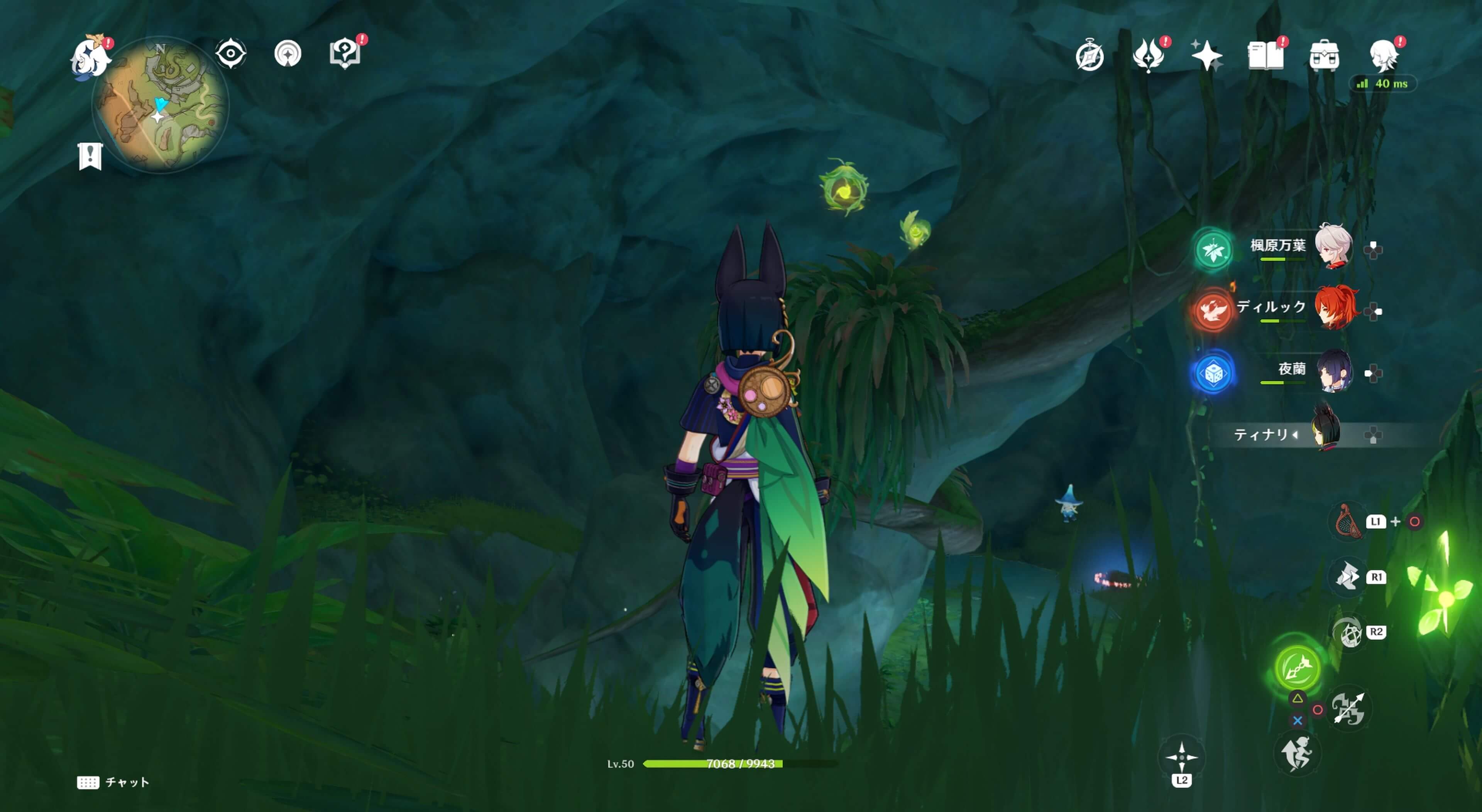 ワープした先の木の上に草神の瞳