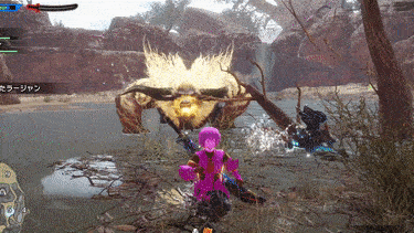 激昂ラージャンの地面設置ブレス