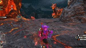 オロミドロ亜種のタックルからの尻尾叩きつけ