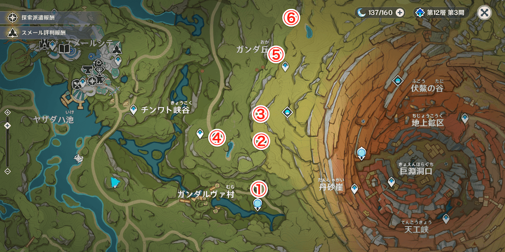 世界任務「アグニホトラ経」中の壊れた草元素石碑