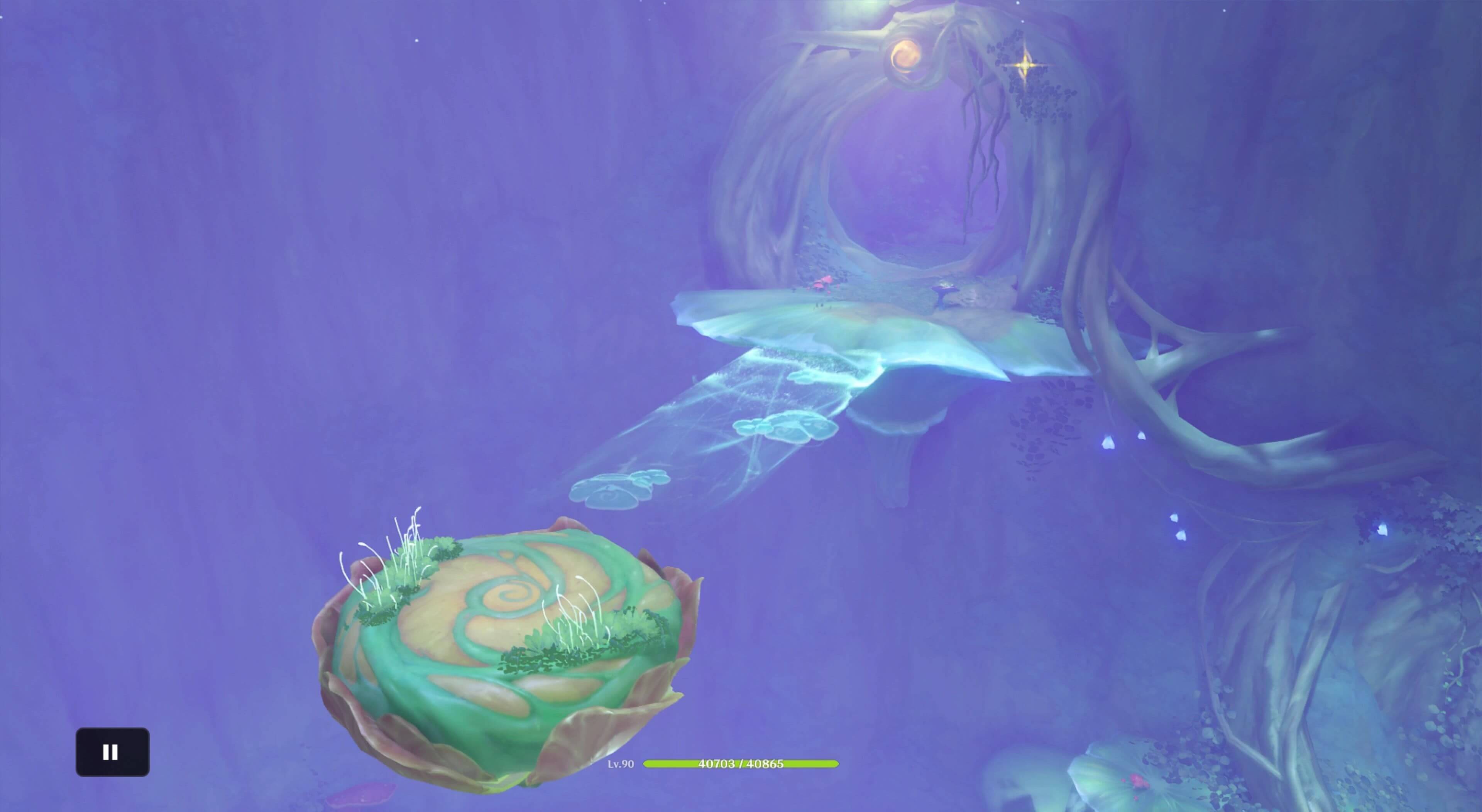 青いキノコの場所に道ができる