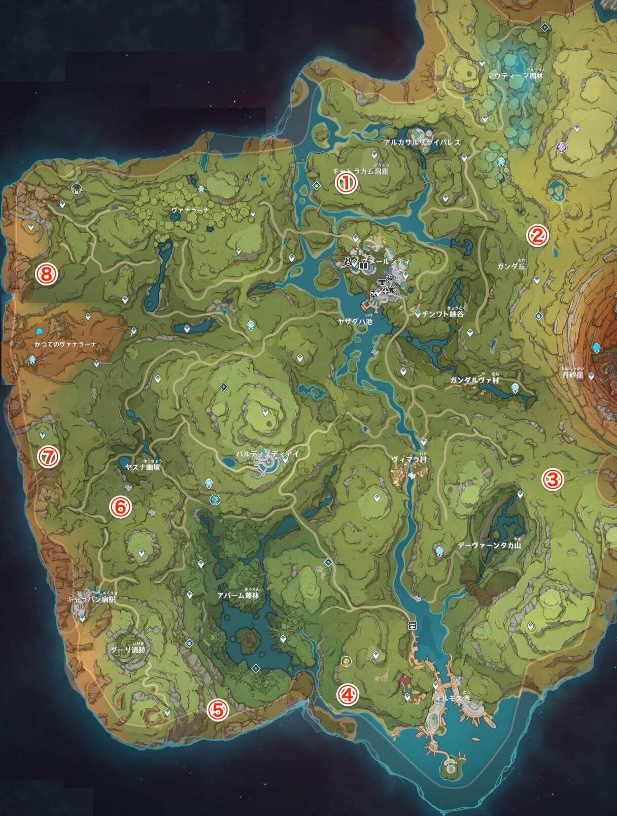 8ヶ所の抽出装置の場所と制御鍵の取り方