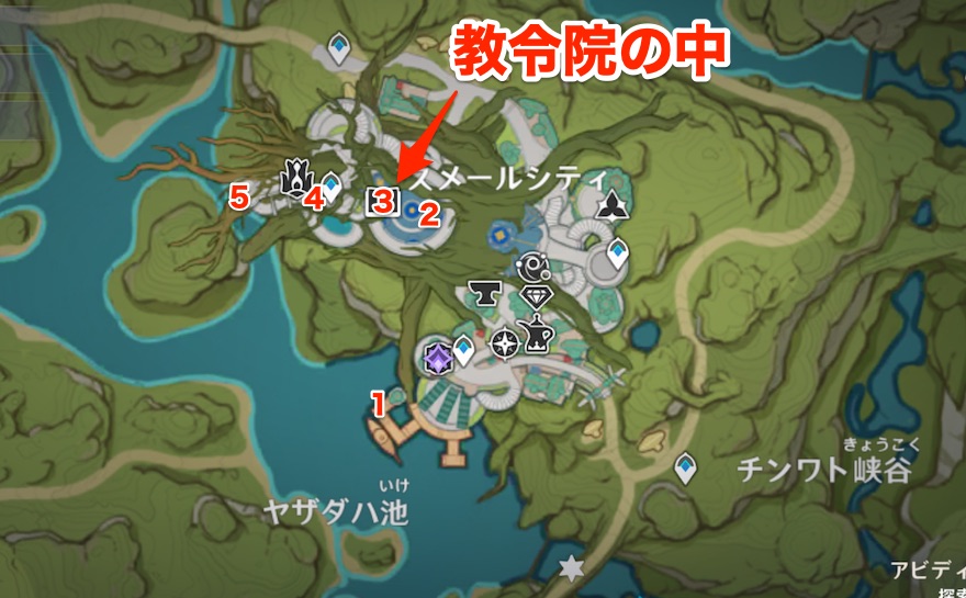 掲示板に書かれた謎解きの場所