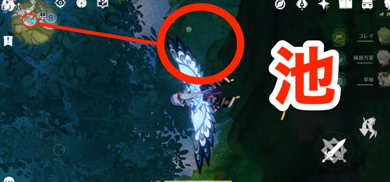 真下の池辺りを目指す