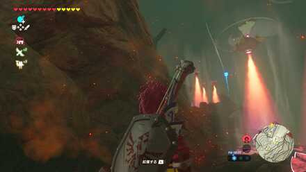 上昇気流に向かってバクダンを投げてプルペラを倒す