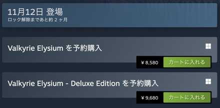 ヴァルキリーエリュシオンの購入画面