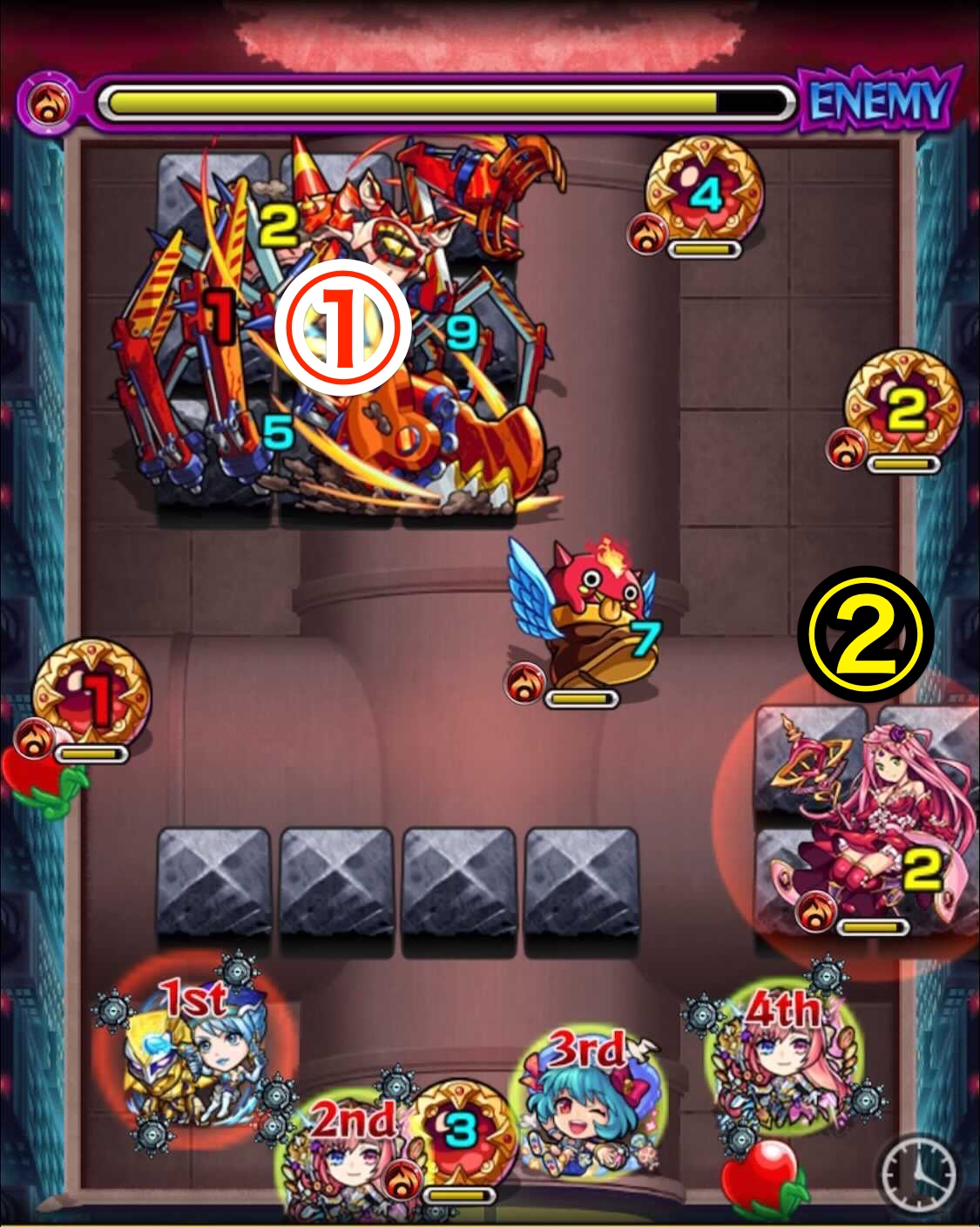 ルナティックステージ1移動順