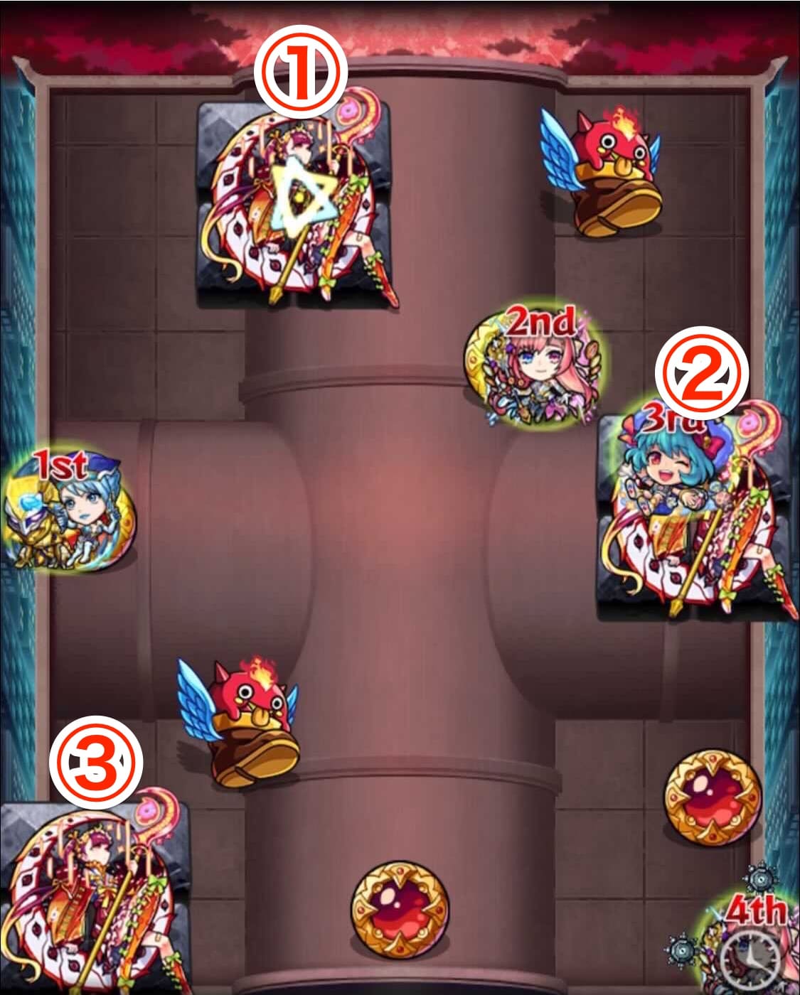 ルナティックステージ2弱点移動順