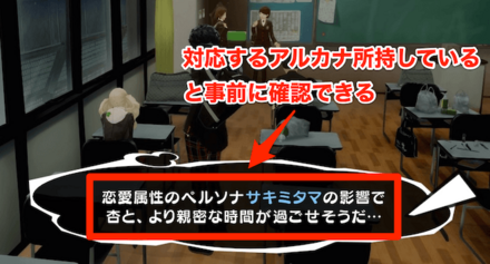 対応するアルカナのペルソナを所持で好感度にボーナス