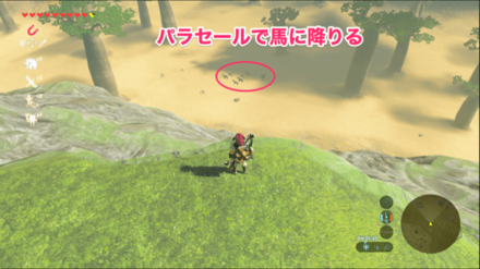 パラセールで馬に降りる