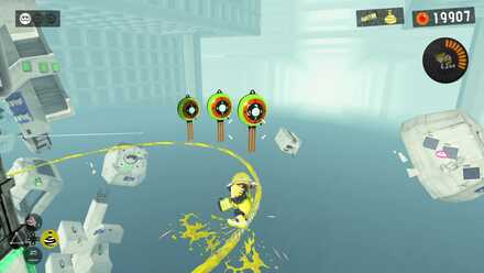 螺旋状の外側に連続で出現するバルーンを壊す