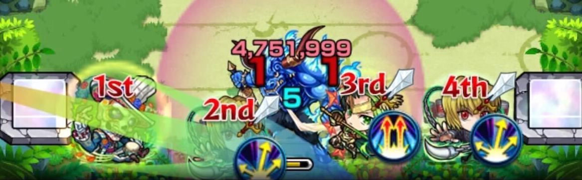 仲間に複数触れてから敵を攻撃