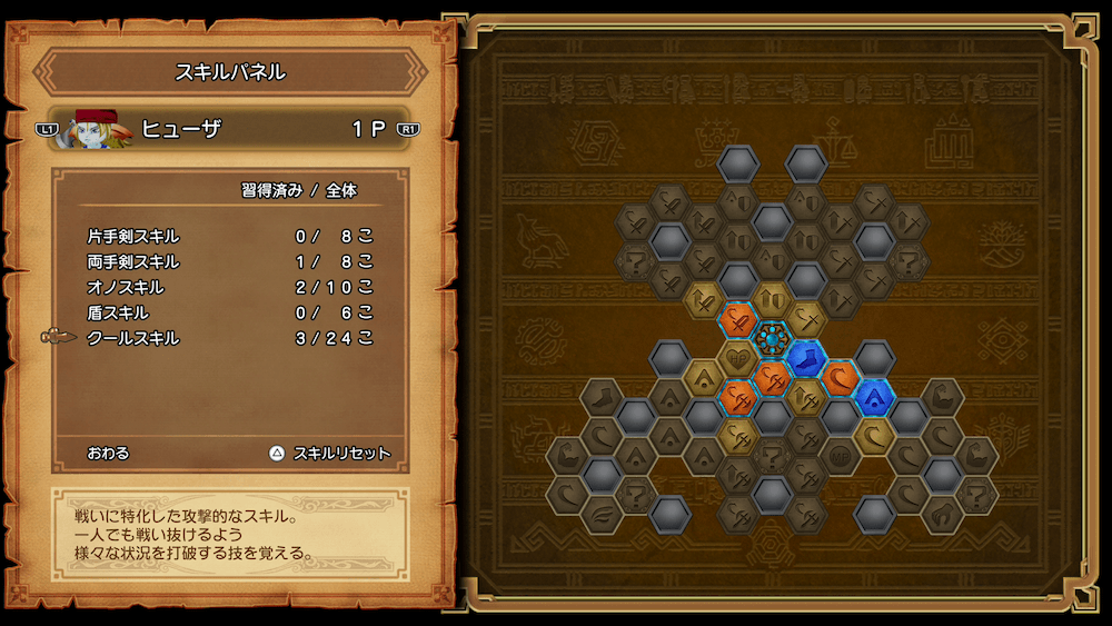 ヒューザのスキルパネル