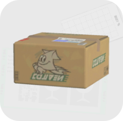 イカテンきゅうびんのダンボール画像