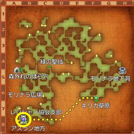 森の断罪者の受注場所マップ