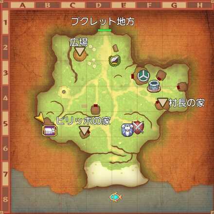 プクレットの村ちいさなメダル入手マップ