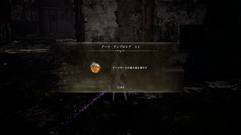 城下町の道中でアーツ・アンブロシアを回収