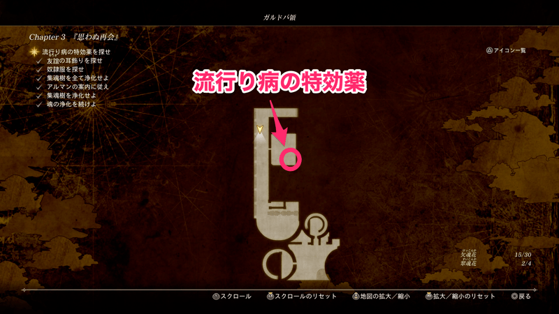 流行り病の特効薬のマップ画像