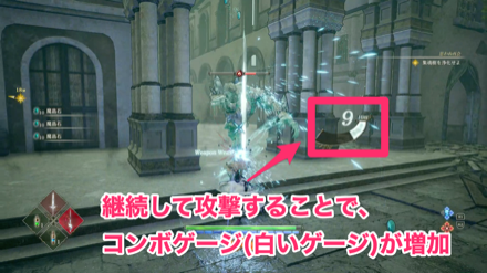 敵に攻撃を継続して当てるとゲージが増加