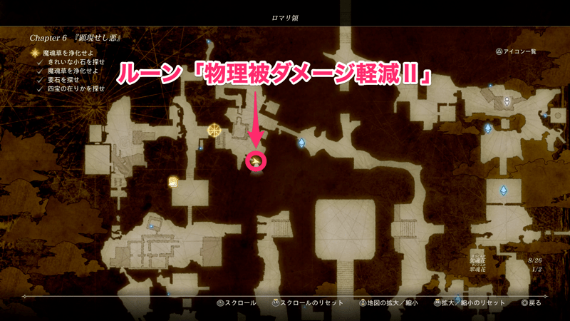 魔魂草を浄化する道中でルーンを入手