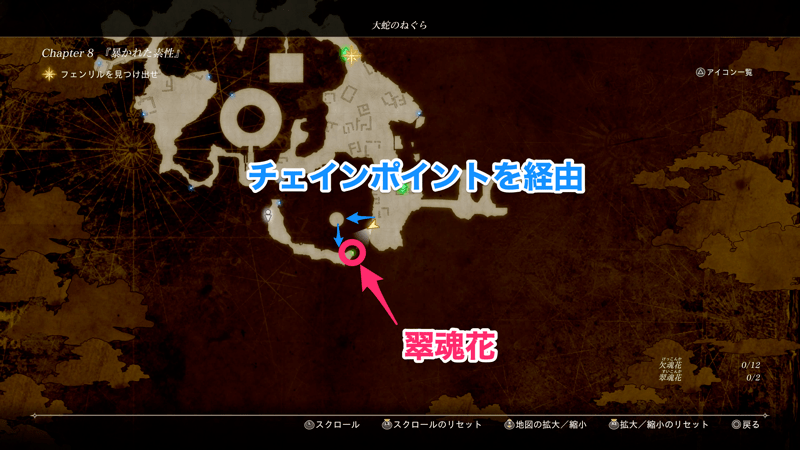 チェインポイントを使って翠魂花まで行く
