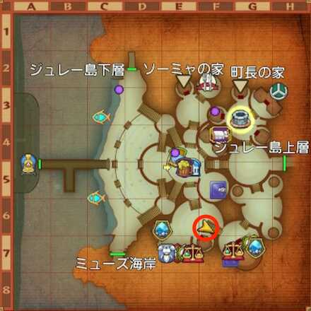 ジュレットの町ちいさなメダル入手マップ