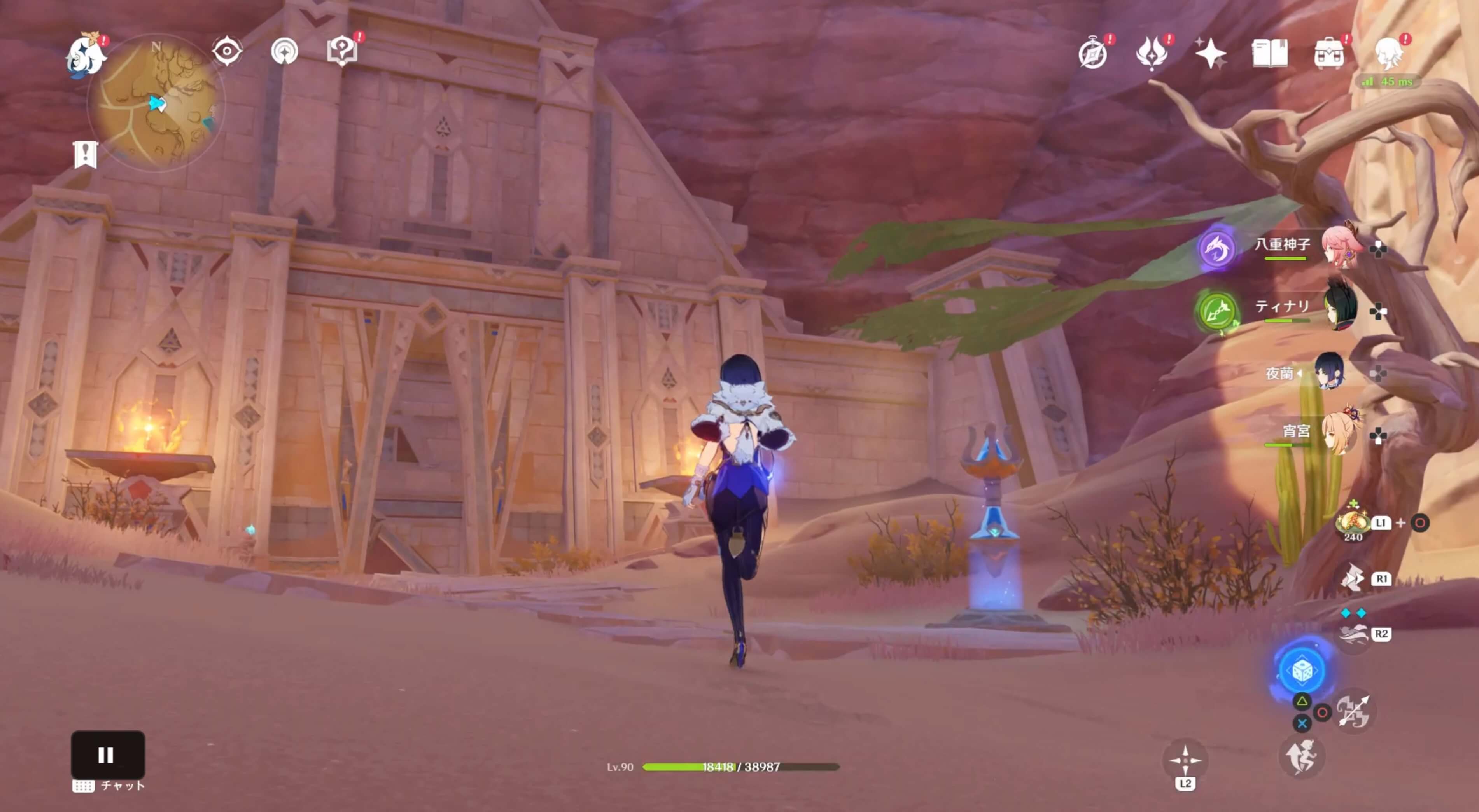 ワープポイントから後ろ側の遺跡を進む