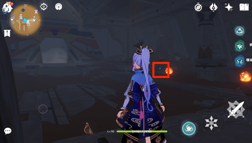 リフトを降りたら向かって右側に行く