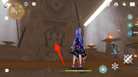 キングデシェレトの霊廟と秘儀聖殿の間にある大広間の中央に向かう